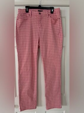 Charter Club spring Pink Gingham plaid Straight-Leg Pants women’s size 14